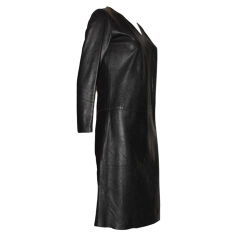 GUCCI by Tom Ford S/S 2000 Crinkled Black Leather Dress Gown 38 For