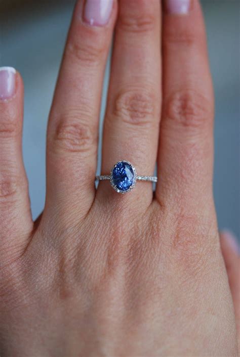 Sapphire engagement ring. Blue sapphire engagement ring. 2ct Oval ...