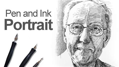 Pen and Ink Portrait Time Lapse - YouTube