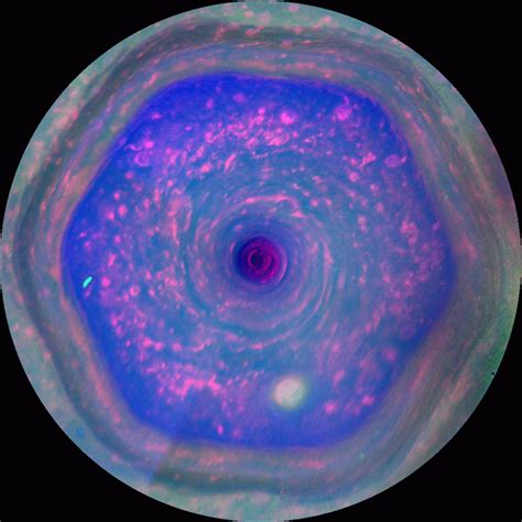 cassini   colorful view  saturns hexagon  motion