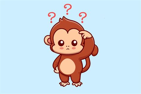 Cute Monkey Confused Cartoon | Animal Illustrations ~ Creative Market