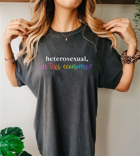 Heterosexual in this economy? Minimalist Pride Shirt - LGBTQ Rainbow