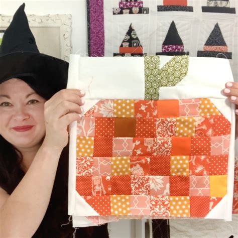 Mini Block Pumpkin Quilt Block Tutorial