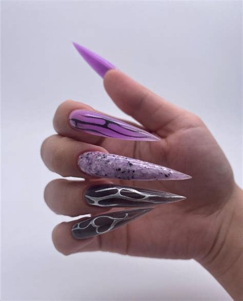 Pin by Peachbabe on h a i r ; | Punk nails, Purple nails, Rave nails