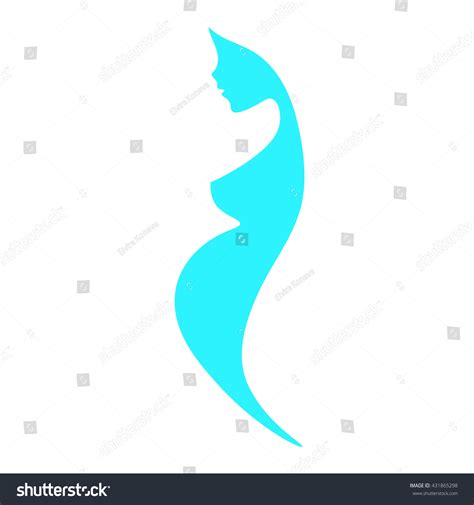 Beautiful Nude Pregnant Woman Silhouette Stock Vector (Royalty Free