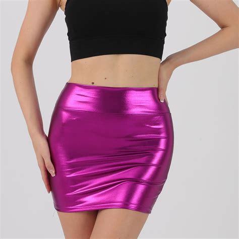 Women Faux Leather Bodycon Sexy Mini Skirt PU High Waist Straight