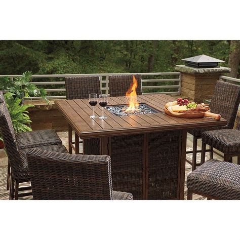 Paradise Trail Outdoor Counter Table w/Fire Pit - Ashley Furniture