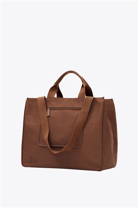 beis  east  west tote  maple brown recycled carry  travel
