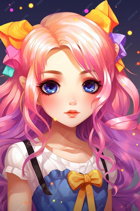 Premium Photo | Anime girl with pink hair and blue eyes