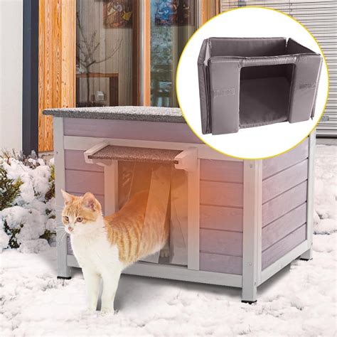 Aivituvuin Large Wooden Insulated Outdoor Cat House, Weatherproof