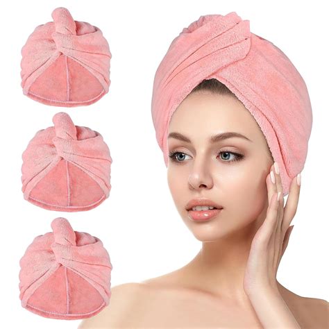 Microfiber Hair Towel, 3 Packs Hair Turbans for Wet Hair, Drying Hair ...