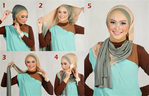 memakai kerudung segi empat modern