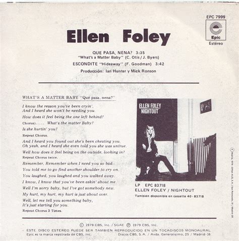 SPANISH BOMBS: Ellen Foley -Que pasa nena? 7" 1979