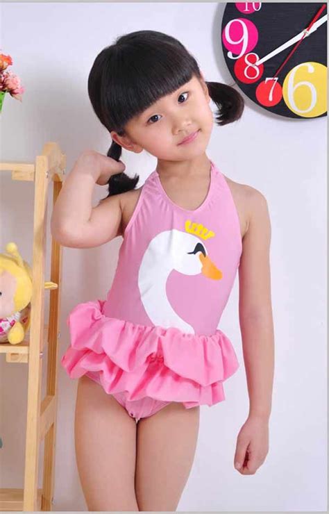 2017 Girl One Piece Swimwear Swimsuits Little Swan Kids Pool Beach Wear ...