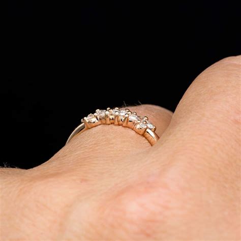 Colette Ring - Cluster Marquise & Round Shape Diamonds, Moissanites, R
