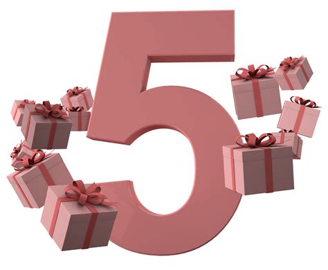 Pink number 5 a birthday concept with gift boxes, 3d render 9898858 PNG