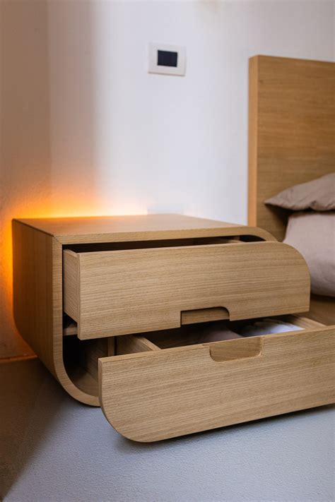 Oak Wood Nightstand With Led Light. Minimal Style - Etsy
