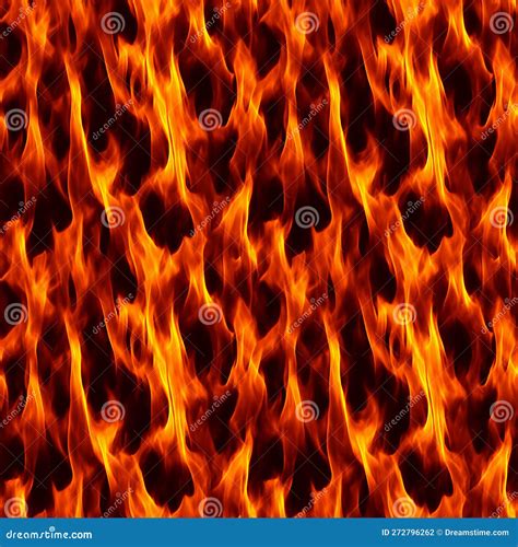 Generative Ai. Seamless Illustration. Large Fire Flame on Black