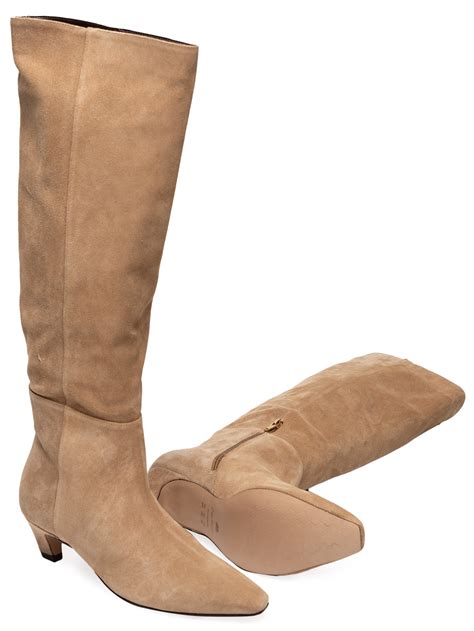 Bota Bege Cano Alto - Bota Feminina Cano Alto Slouch Camurça - Bege - Shop2gether