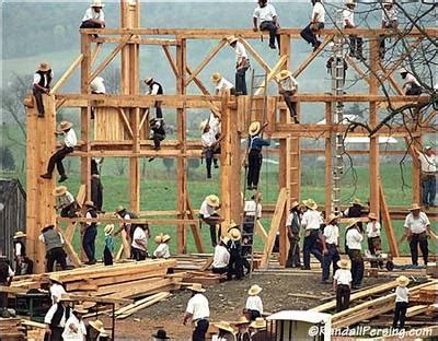 The Amish barn-raising