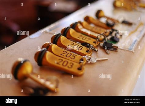 hotel room keys  reception desk counter stock photo alamy