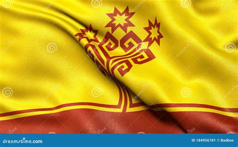 Flag of the Chuvash Republic Chuvashia Waving in the Wind. 3D ...