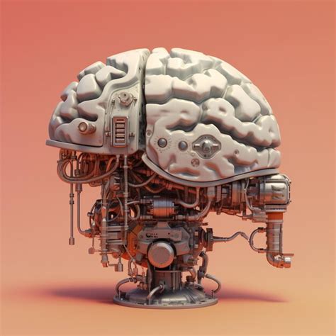 Premium AI Image | A robot with a brain on it and a pink background.