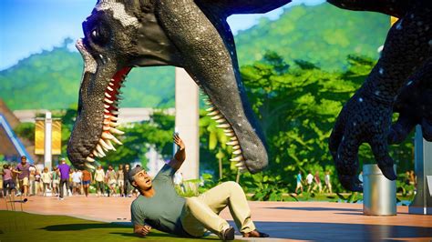 Jurassic World Evolution - T-Rex Vs Spinosaurus Breakout & Fight (T-Rex ...