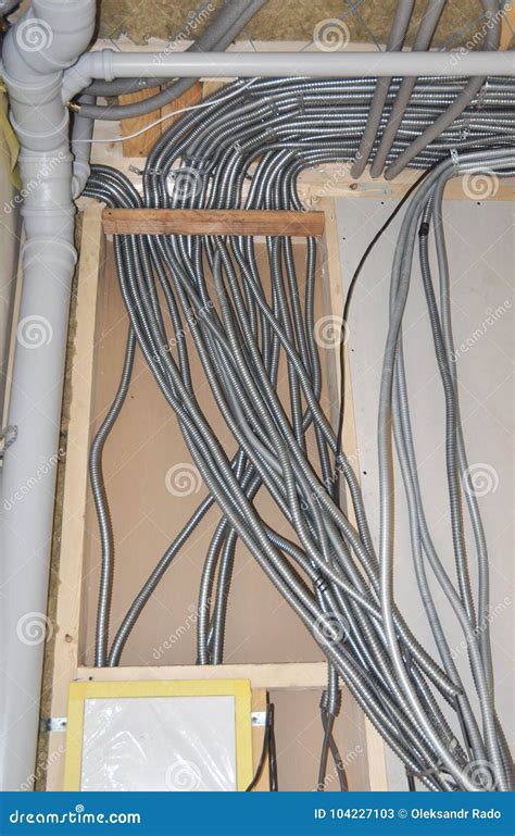 electrical wiring electric wire installation  house stock image