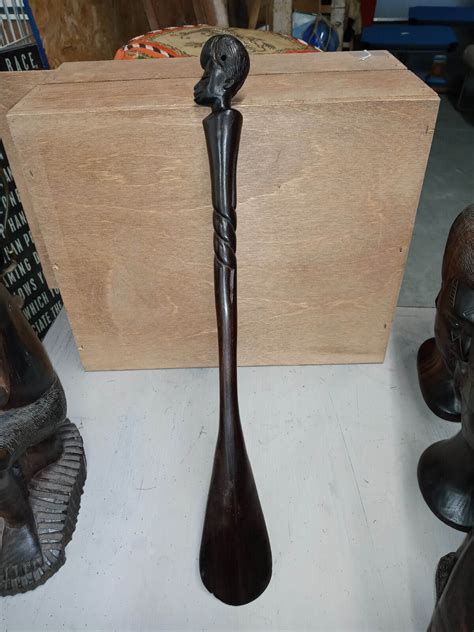 vintage  makonde tribe hand carved shoehorn martins mercantile