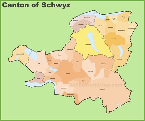 Canton of Schwyz municipality map - Ontheworldmap.com