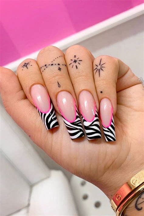 21 gorgeous examples of colored french tip nails | Zebra acrylic nails ...