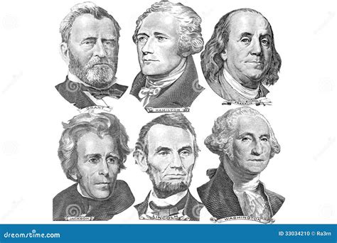 Six Presidents with Dollar Bills Stock Illustration - Illustration of ...