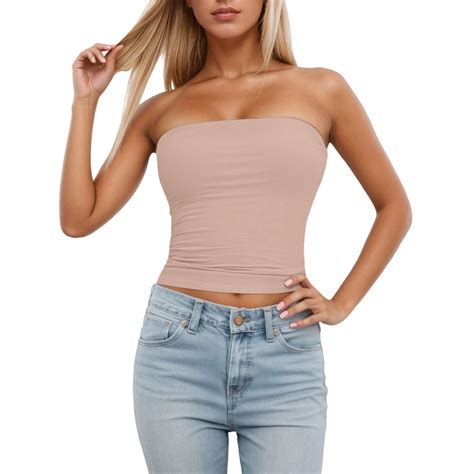 anineo womens tube tops sleeveless stretchy camisole removable padding