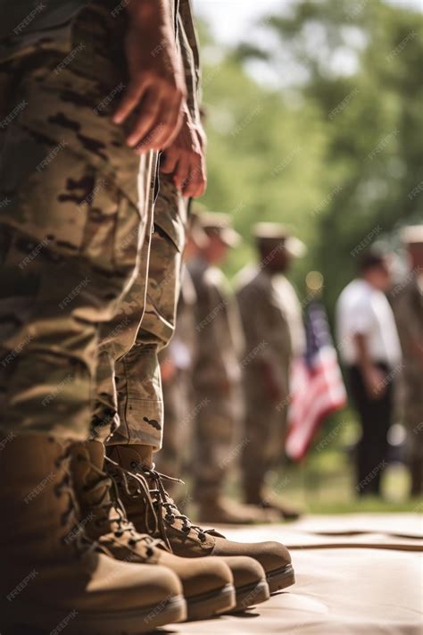 Los soldados hacen fila en una ceremonia militar | Foto Premium