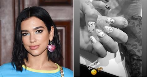Dua Lipa Smiley Nail Art | POPSUGAR Beauty UK
