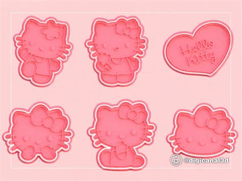 Hello Kitty Cookie Cutter Set of 6, Stamp With Handle. Works for ...