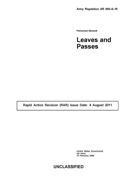 Army Regulation Leaves And Passes