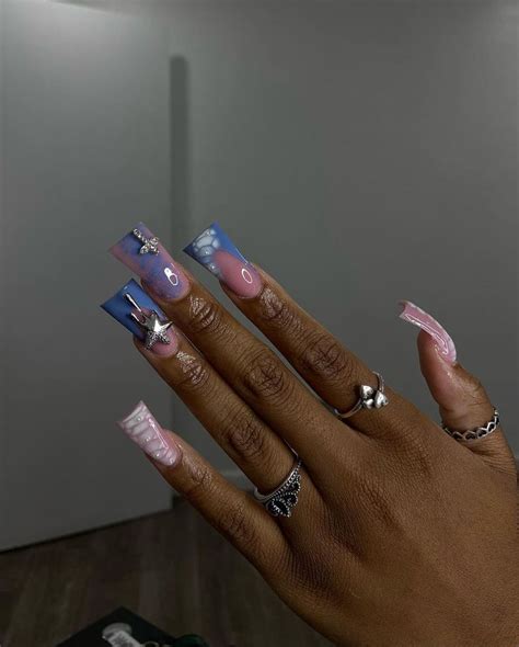 acrylic nails coffin pink