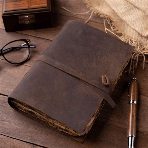 vintage leather notebook genuine leather bound journal etsy uk