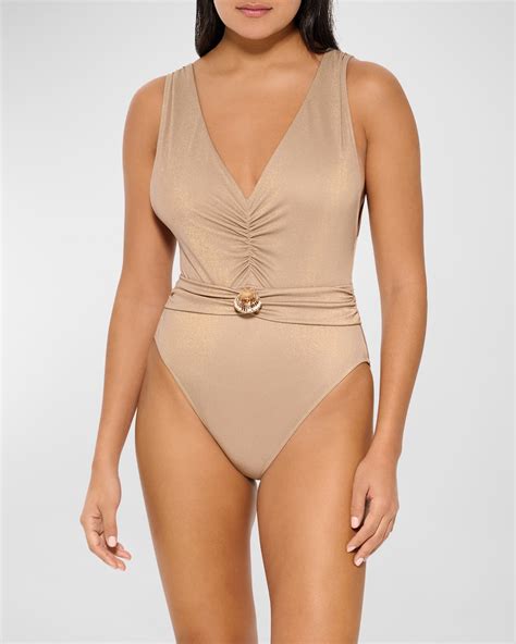 Gottex White Sands Deep Plunge One-Piece Swimsuit | Neiman Marcus