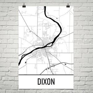 Dixon Map, Dixon Art, Dixon Print, Dixon IL Poster, Dixon Wall Art, Map ...