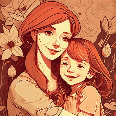Premium Photo | A cartoon of a mother and daughter hugging and the