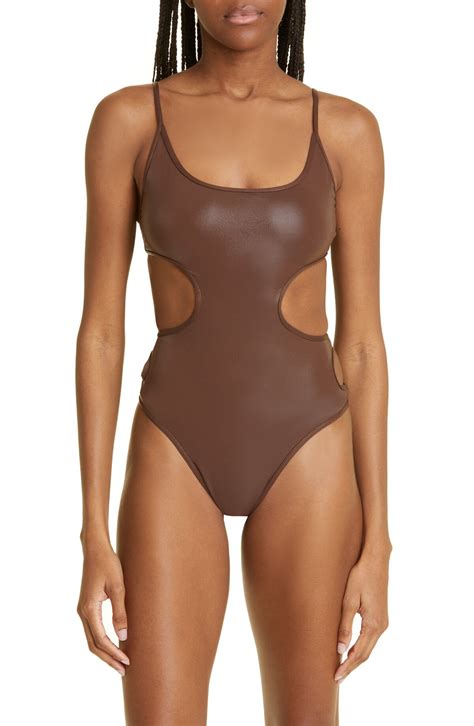 Buy THE ATTICO Side Cutout One-piece Swimsuit - Coffee At 60% Off