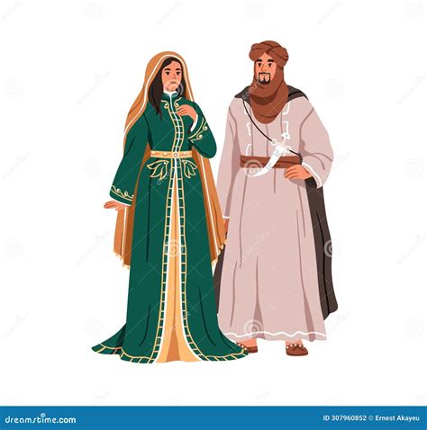 Moroccan Family Couple. Arab Man and Woman in National Clothes