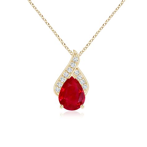Solitaire Pear-Shaped Ruby Flame Pendant | Angara