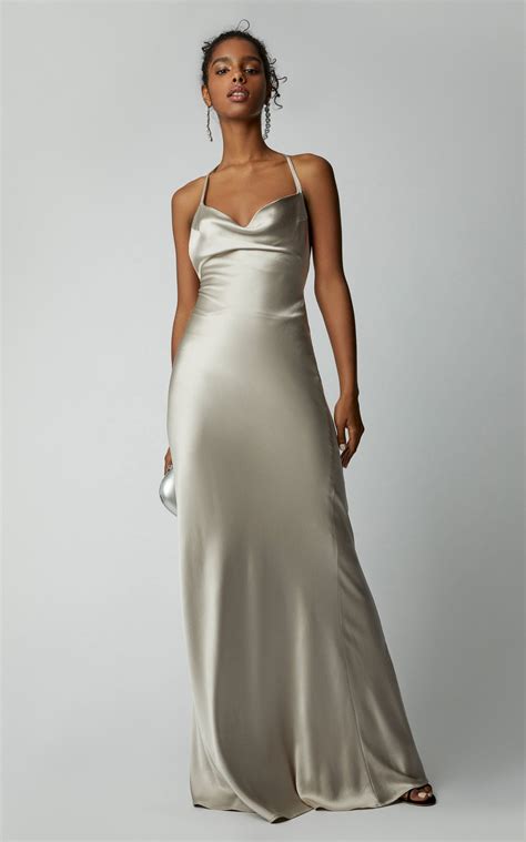 white satin long evening dresses