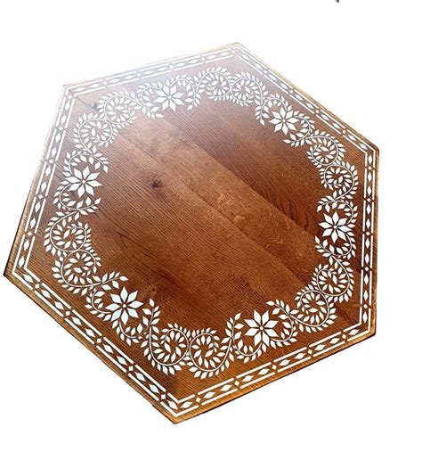 hexagonal table top  painted border cfuk