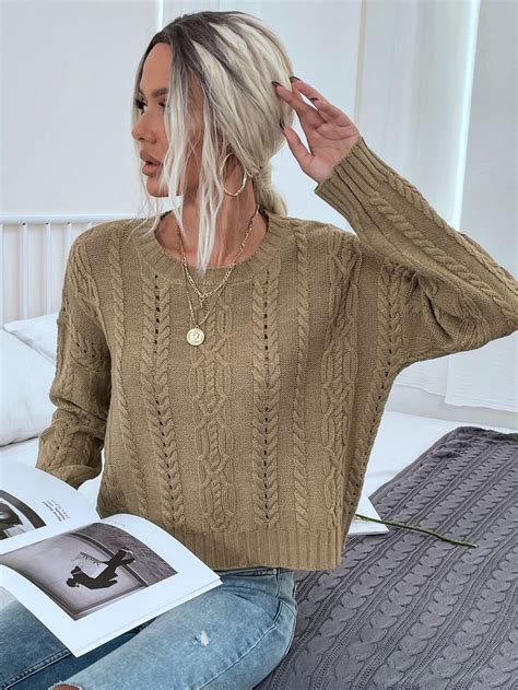 Drop Shoulder Cable Knit Sweater | Knit fashion, Cable knit sweater ...