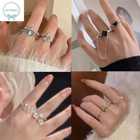 ring ins stylish exquisite adjustable gold silver rings cincin emas